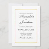 Modern Elegant Black and White Wedding Invitation Kaart (Voorkant)
