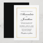 Modern Elegant Black and White Wedding Invitation Kaart (Voorkant / Achterkant)