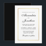 Modern Elegant Black and White Wedding Invitation Kaart<br><div class="desc">Moderne elegante,  maar eenvoudige bruiloft zwart-wit met gouden Lijst-uitnodiging - zwart-wit</div>