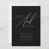 Modern Elegant Black and White Wedding Kaart (Voorkant)
