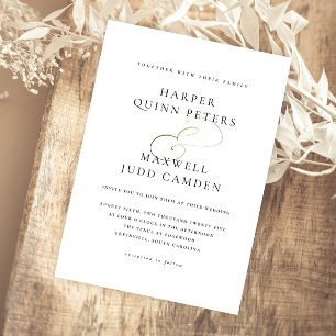 Modern Elegant Black and White Wedding Magnetische Uitnodiging