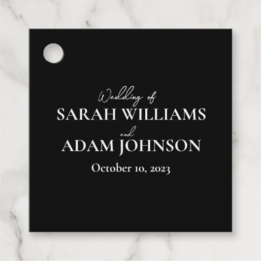 Modern Elegant Black and White Wedding Minimalist Bedankjes Labels (Voorkant)
