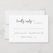 Modern Elegant Black and White Wedding RSVP Kaart (Voorkant)