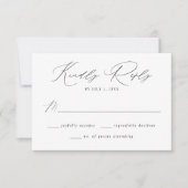 Modern Elegant Black and White Wedding RSVP Kaartje (Voorkant)