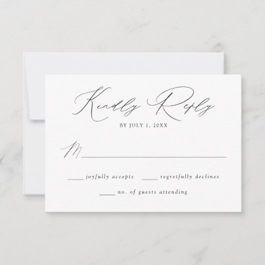 Modern Elegant Black and White Wedding RSVP Kaartje (Voorkant)