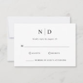 Modern Elegant Black and White Wedding RSVP Kaartje (Voorkant)