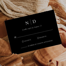 Modern Elegant Black and White Wedding RSVP Kaartje