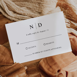 Modern Elegant Black and White Wedding RSVP Kaartje