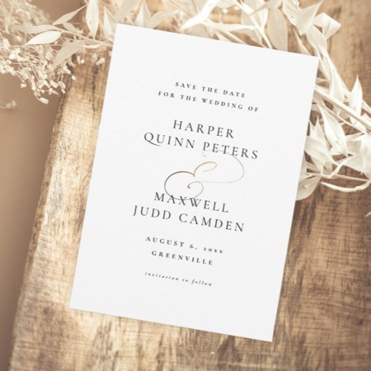 Modern Elegant Black and White Wedding Save The Date