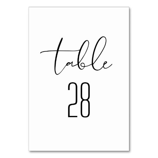 Modern Elegant Black and White Wedding Table Kaart (Voorkant)