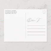 Modern Elegant Black and White Wedding Uitnodiging Briefkaart (Achterkant)