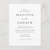 Modern Elegant Black and White Wedding Uitnodiging Briefkaart (Voorkant)