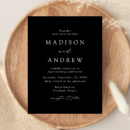 Modern Elegant Black and White Wedding Uitnodiging Briefkaart