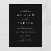Modern Elegant Black and White Wedding Uitnodiging Briefkaart (Voorkant)
