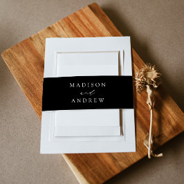 Modern Elegant Black and White Wedding Uitnodigingen Wikkel