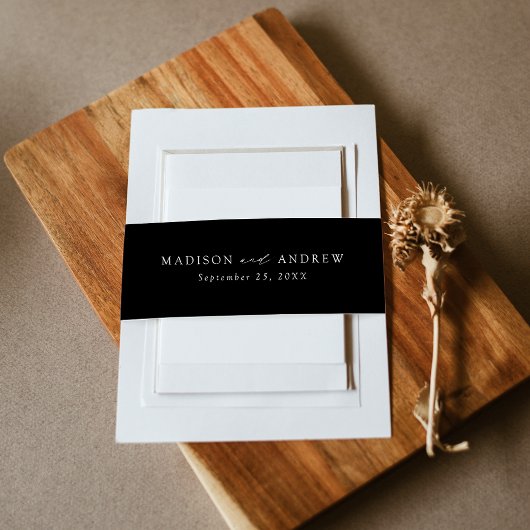 Modern Elegant Black and White Wedding Uitnodigingen Wikkel