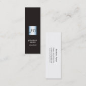 Modern Elegant Black Blue Monogram Consultant Mini Visitekaartje (Voorkant / Achterkant)