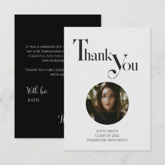 Modern elegant black bold typography Graduation Bedankkaart