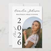 Modern Elegant Black Bow Arch Photo Graduation Kaart (Voorkant)