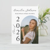 Modern Elegant Black Bow Arch Photo Graduation Kaart (Staand voorkant)