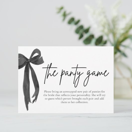 Modern Elegant Black Bow De Panty Game Kaarten (Staand voorkant)