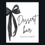 Modern Elegant Black Bow Dessert Bar Sign Poster<br><div class="desc">Modern Elegant Black Bow Dessert Bar Sign ✨ Zoete lekkernijen, stijlvol geserveerd ✨ Voeg een vleugje sophisticatie toe aan uw feest met ons Modern Elegant Black Bow Dessert Bar Sign. Met een minimalistisch design met een chique waterverf zwarte strik en elegante typografie is dit bord de perfecte afwerking voor uw...</div>