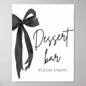 Modern Elegant Black Bow Dessert Bar Sign Poster (Voorkant)