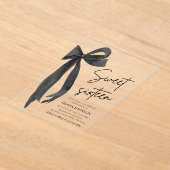 Modern Elegant Black Bow Sweet 16 Verjaardagsfeest Acryl Uitnodigingen (Laagn)