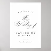 Modern Elegant Black Calligraphy Weduwen Welkom Poster (Voorkant)