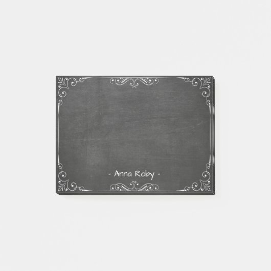 Modern Elegant Black Chalkboard White Floral Lijst Post-it® Notes (Voorkant)