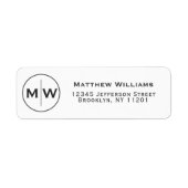 Modern Elegant Black Circle Two Monogram Initiaal Etiket (Voorkant)