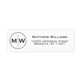 Modern Elegant Black Circle Two Monogram Initiaal Etiket