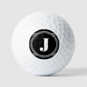 Modern Elegant Black Custom Monogram Golfballen (Voorkant)