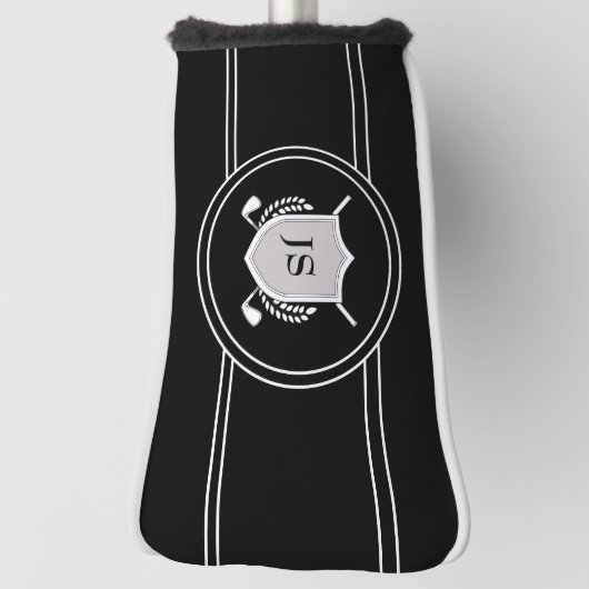 Modern Elegant Black Custom Monogram Golfheadcover (Draai 90)