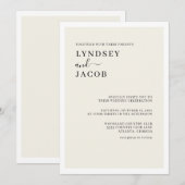 Modern Elegant Black en Cream Wedding Kaart (Voorkant / Achterkant)