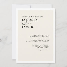 Modern Elegant Black en Cream Wedding Kaart