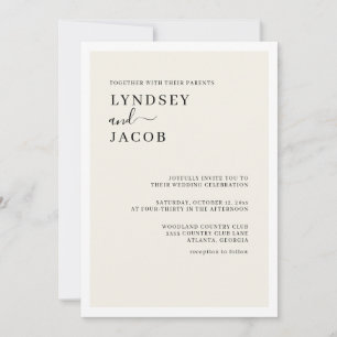 Modern Elegant Black en Cream Wedding Kaart