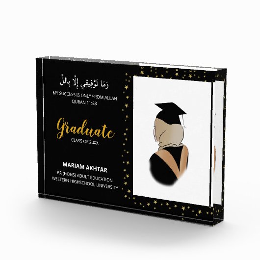 Modern Elegant Black en Gold Afstuderen Keepomwill Fotoblokken (Rechts)