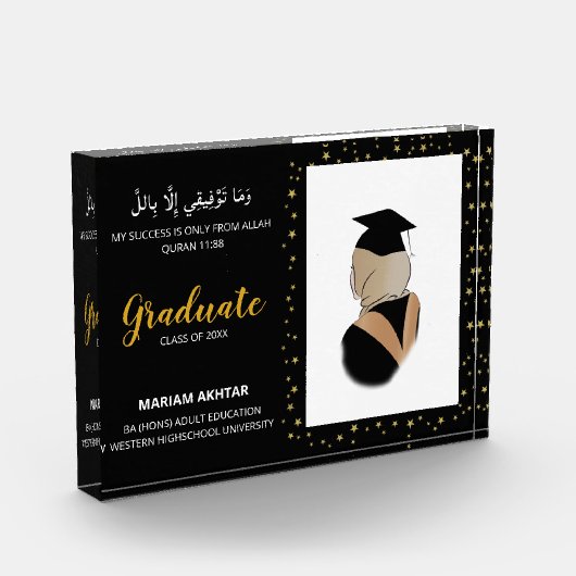 Modern Elegant Black en Gold Afstuderen Keepomwill Fotoblokken (Links)