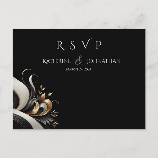 Modern Elegant Black en Gold Briefkaart (Voorkant)