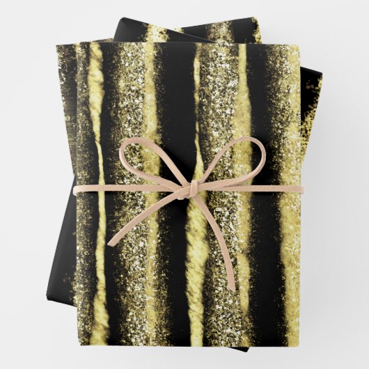 Modern Elegant Black en Gold Kerstmis Inpakpapier Vel (In situ)