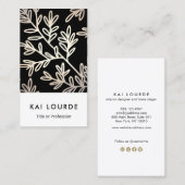 Modern elegant Black en Gold Leaf Pattern Visitekaartje (Voorkant / Achterkant)