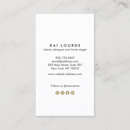 Modern elegant Black en Gold Leaf Pattern Visitekaartje (Achterkant)