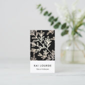 Modern elegant Black en Gold Leaf Pattern Visitekaartje (Staand voorkant)