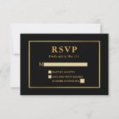 Modern Elegant Black en Gold Lijst RSVP Kaartje (Voorkant)