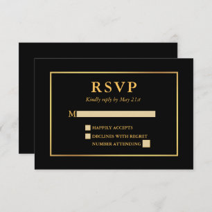 Modern Elegant Black en Gold Lijst RSVP Kaartje