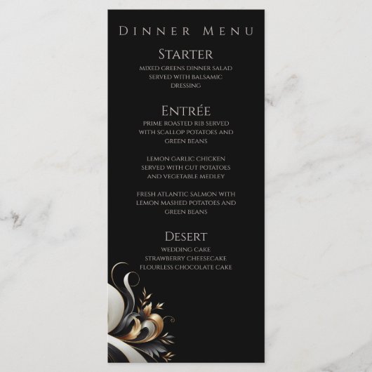 Modern Elegant Black en Gold Menu (Voorkant)