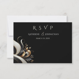 Modern Elegant Black en Gold RSVP Kaartje