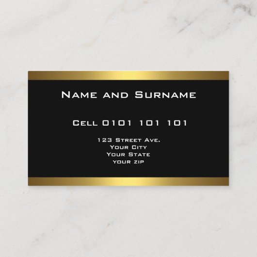 Modern Elegant Black en Gold Visitekaartje (Achterkant)