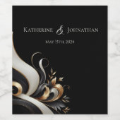 Modern Elegant Black en Gold Wijn Etiket (Enkel label)